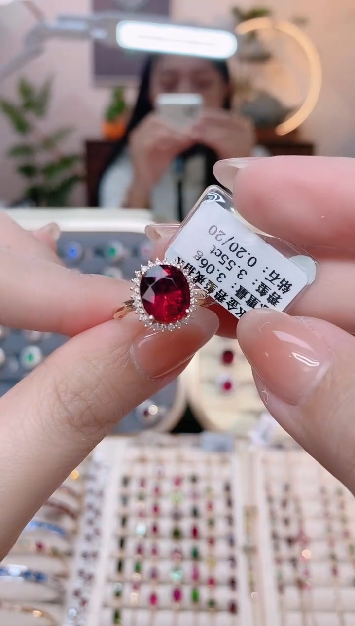 【闪购商品】碧玺18K金戒指18K金镶嵌1