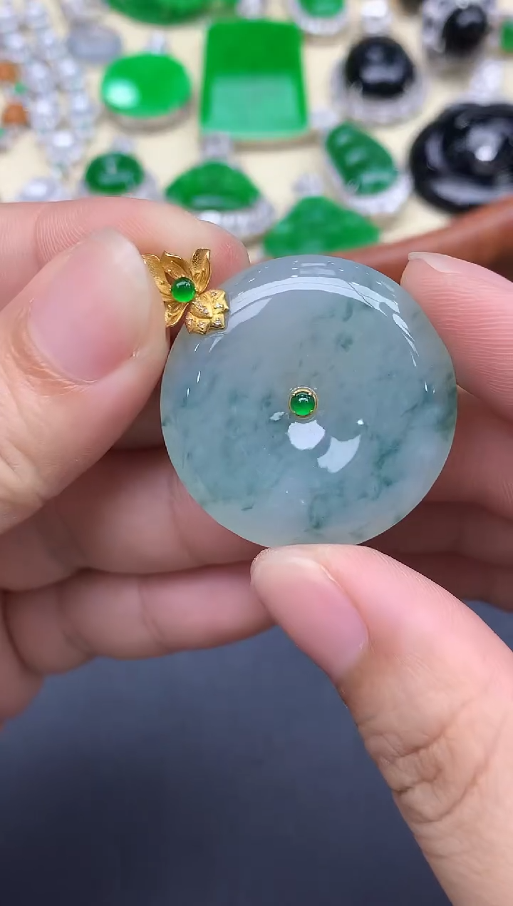 颈饰18K金镶嵌翡翠286-中国好珍宝