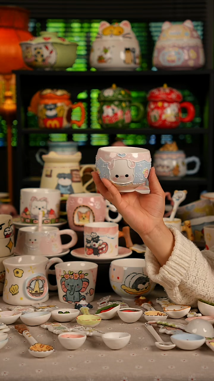 陶瓷无盖款景德镇高温釉下彩纯手绘创意瓷 