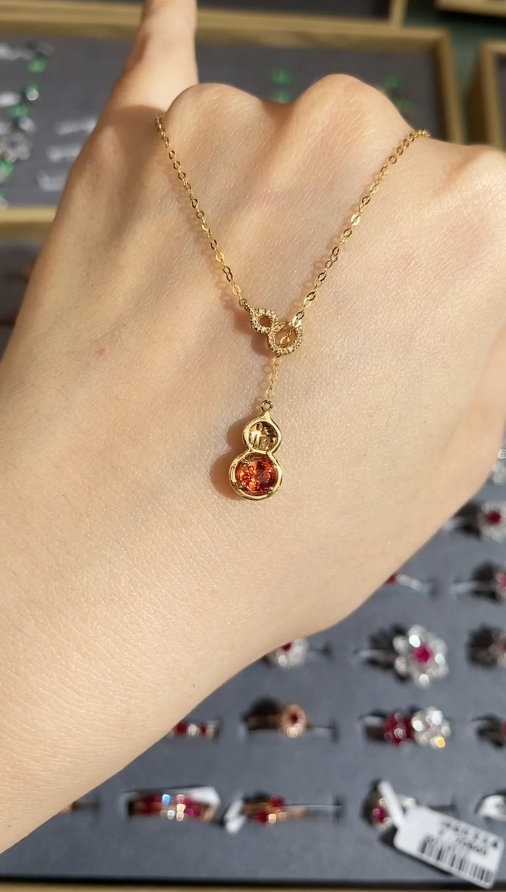 【闪购商品】石榴石颈饰18K金镶嵌项链