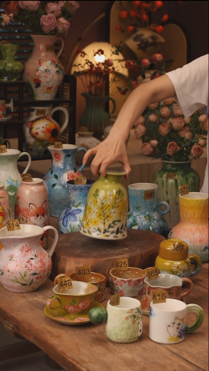 陶瓷景德镇设计师手作花器摆件侘寂风376