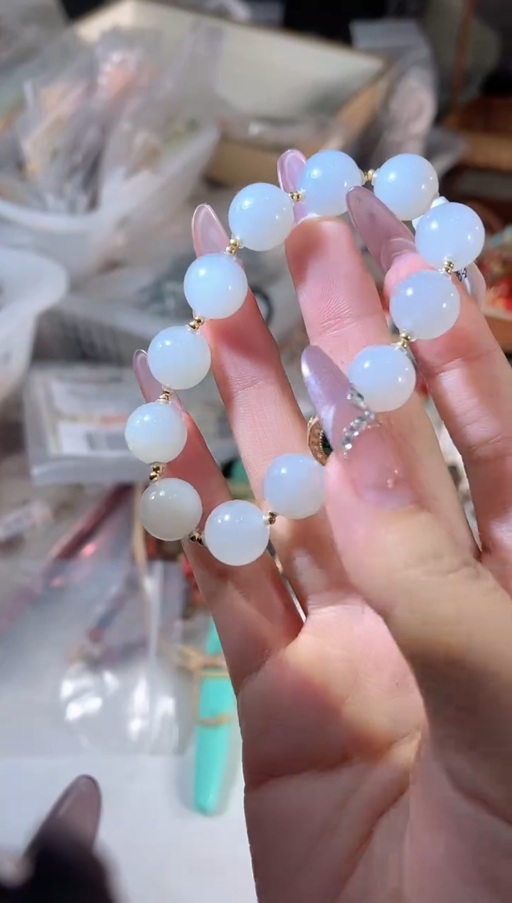 18K金镶嵌手链和田玉多样性发其一孤品默认微瑕