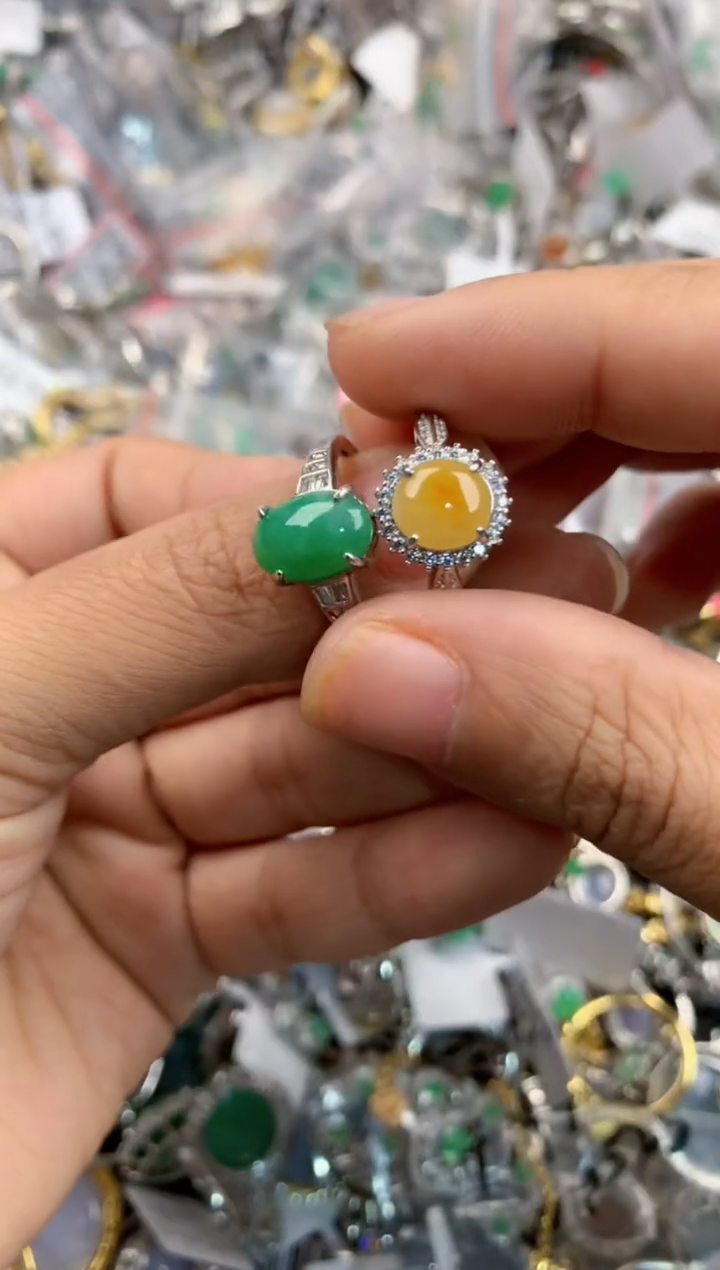 银S925镶嵌戒指翡翠2222----5