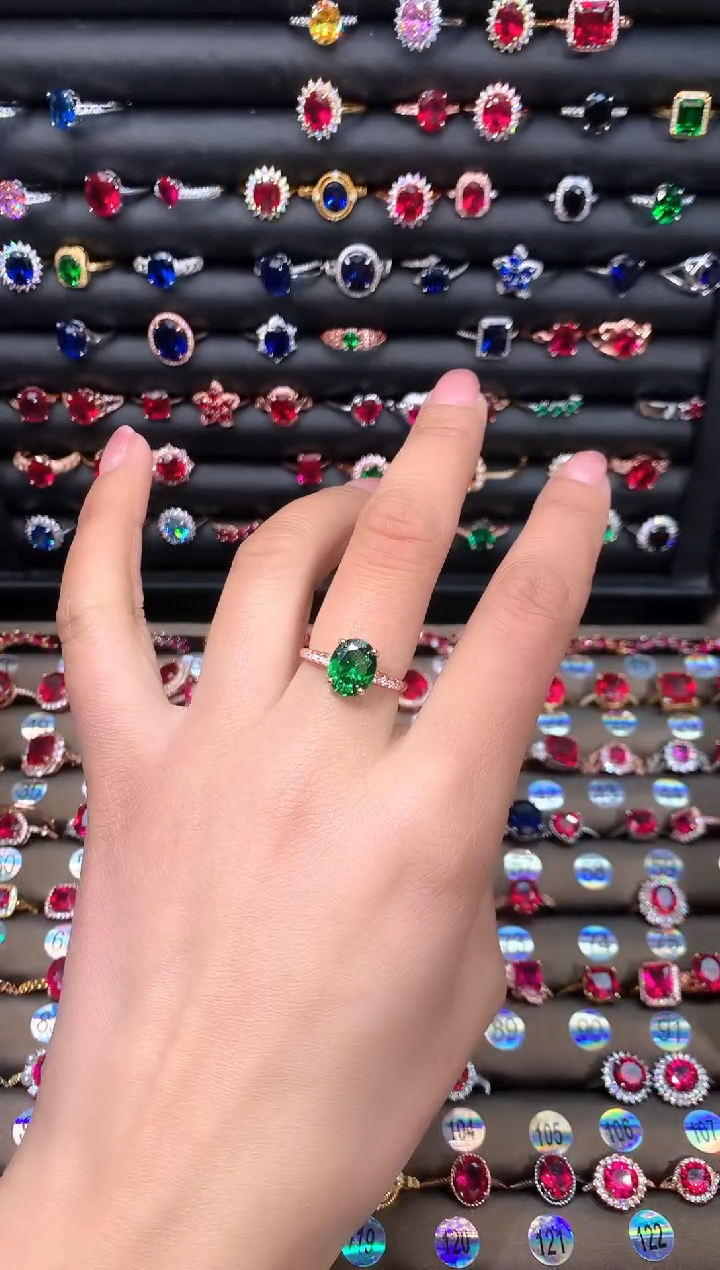 【闪购商品】透辉石戒指银S925镶嵌810玫瑰金