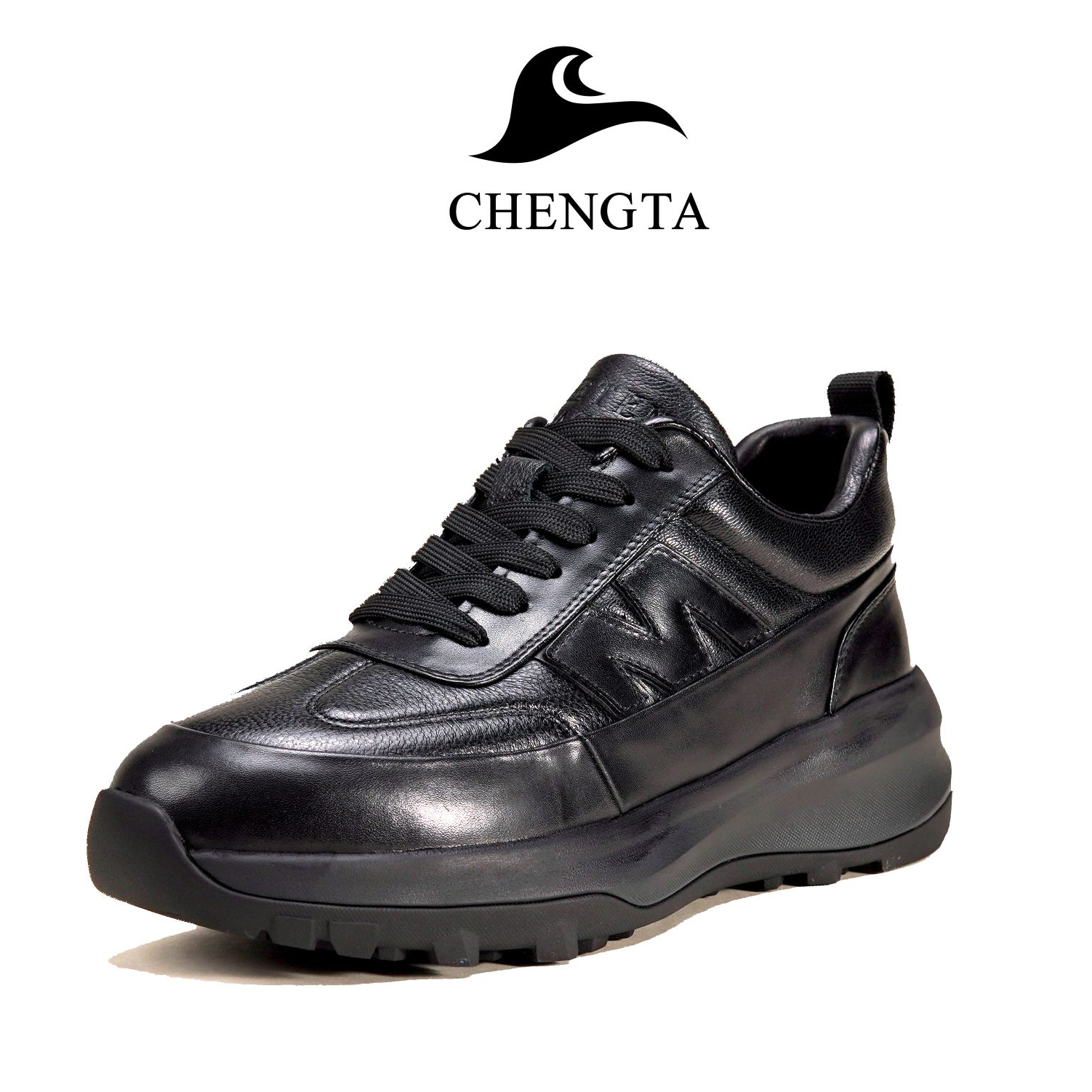 成踏男款鞋子鹿皮系带圆头休闲风时尚休闲鞋运动鞋透气男鞋3#