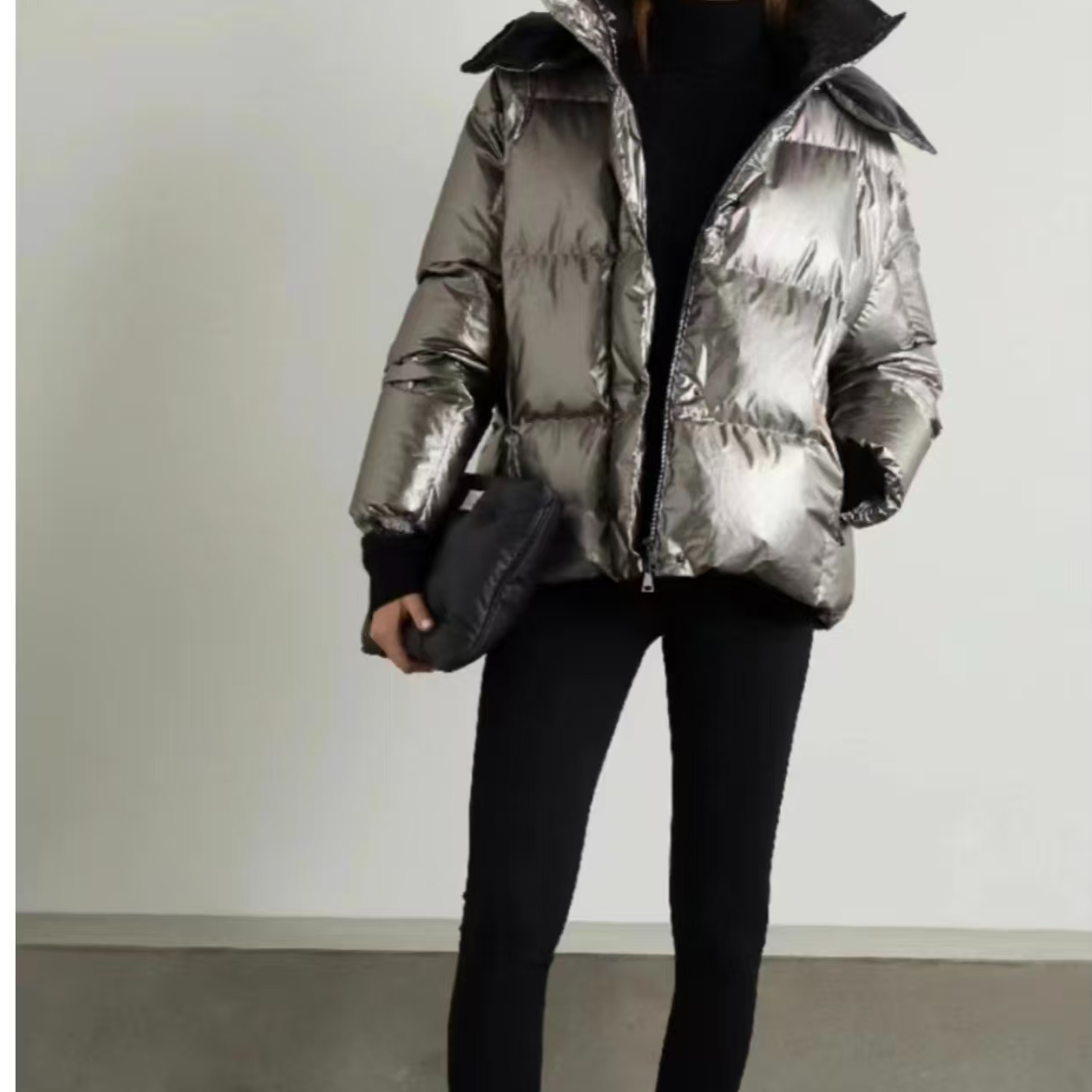 99新 MONCLER 蒙口PARANA银色网格短款羽绒服潮流外套0码14022