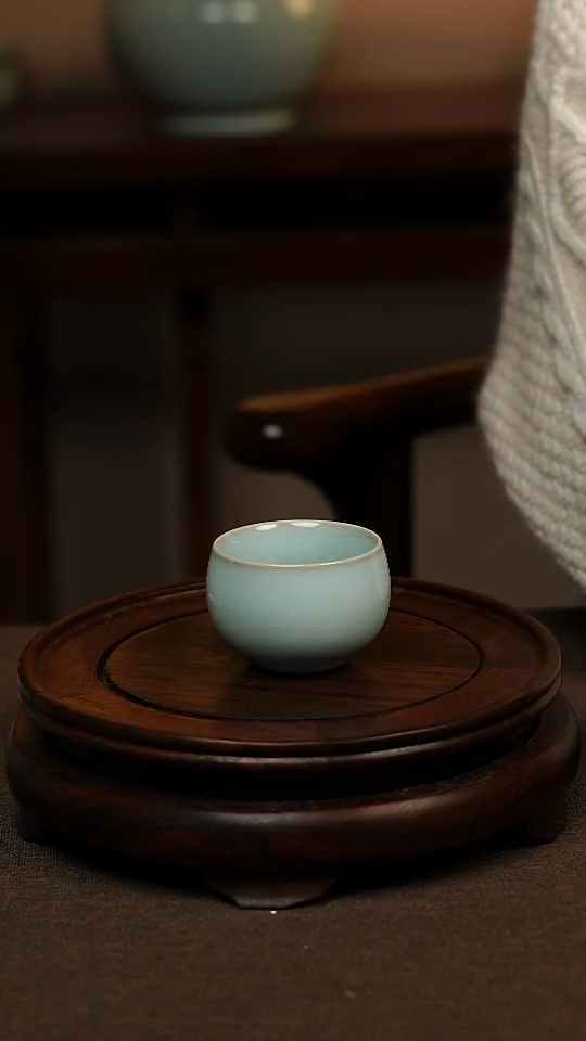 瓷片天青色小禅定杯60ml微瑕不带礼盒