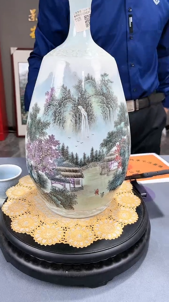 【闪购商品】官窑瓷画院597官窑瓷画院山水赏瓶