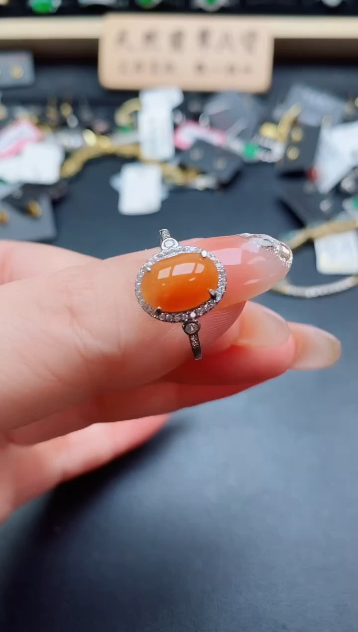 银S925镶嵌戒指翡翠1