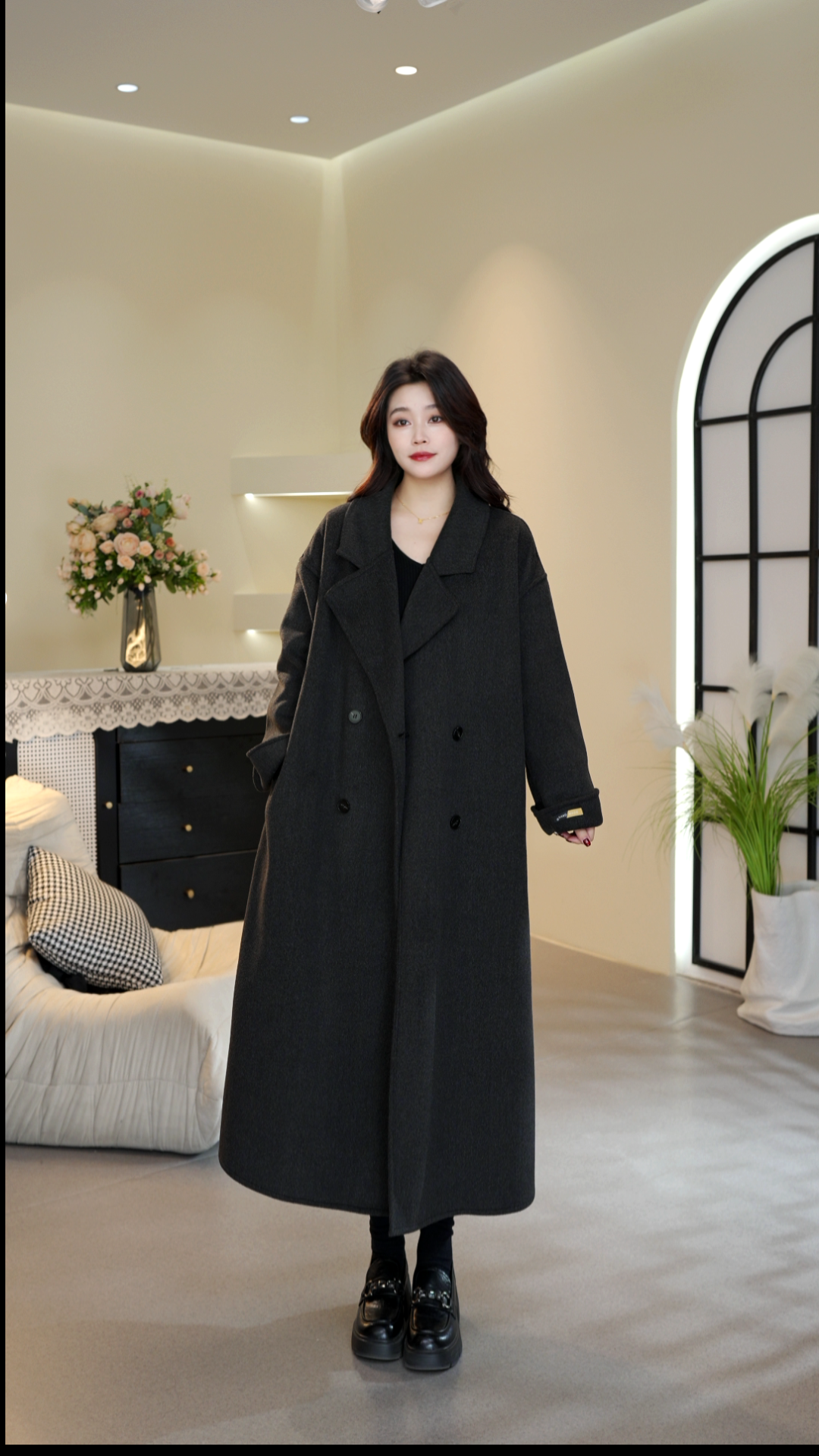 【MS加长】2025秋冬长款双面呢大衣韩版显瘦减龄百搭休闲风毛呢外套