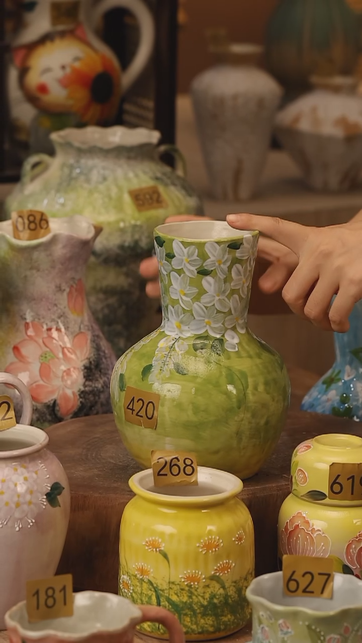 陶瓷420景德镇设计师手作花器摆件侘寂风