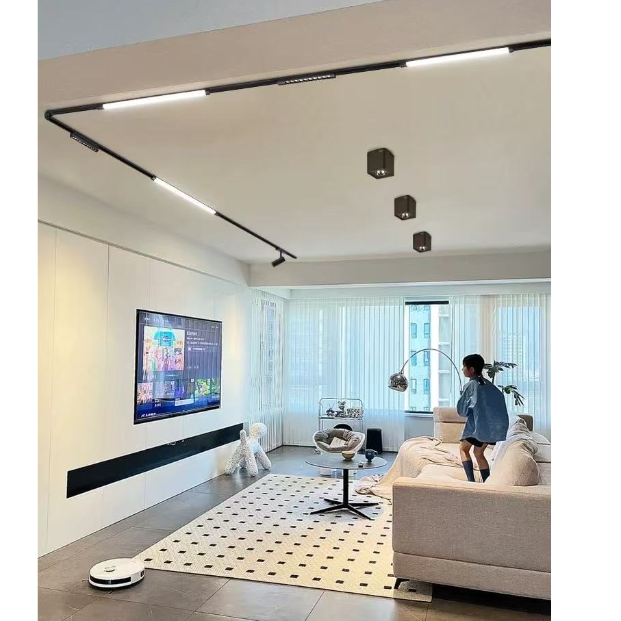 西年已接入米家APP智能超薄磁吸轨道灯全光谱明装8mm铝材吊顶轨灯