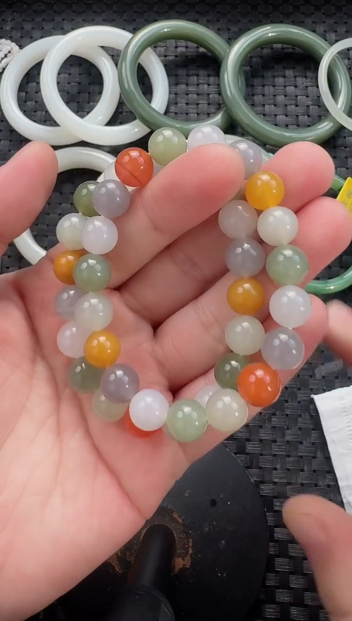 颈饰未镶嵌和田玉10mm多宝手串(多样性发货拍一发一）