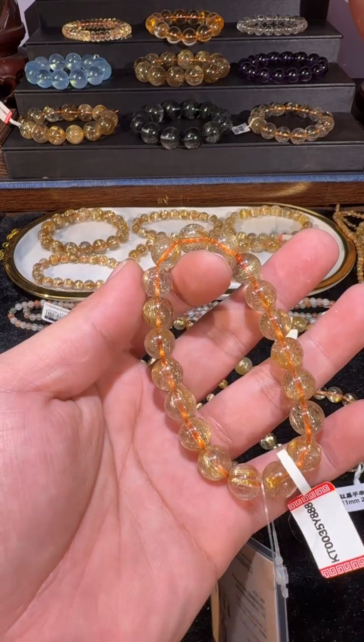 未镶嵌手串发晶SJ-704金发晶10m+