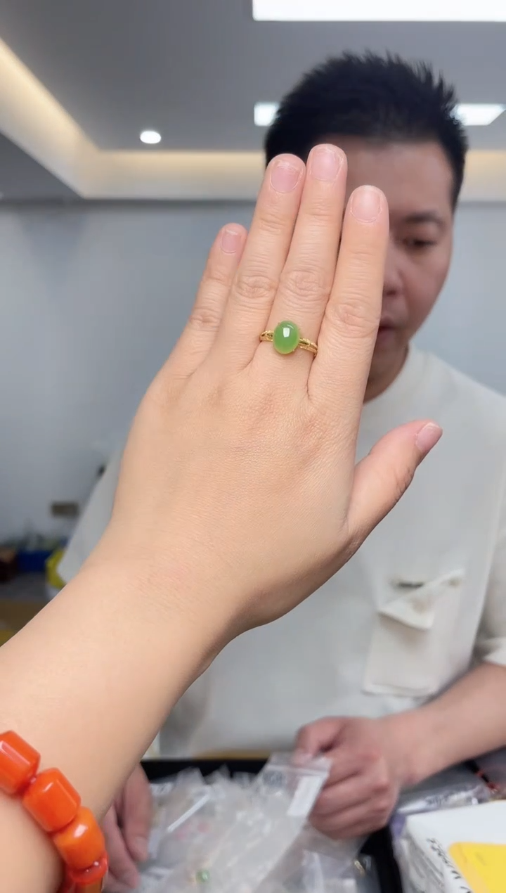 【闪购商品】和田玉·18K金镶嵌（多样性单个发货）*圈口13~14