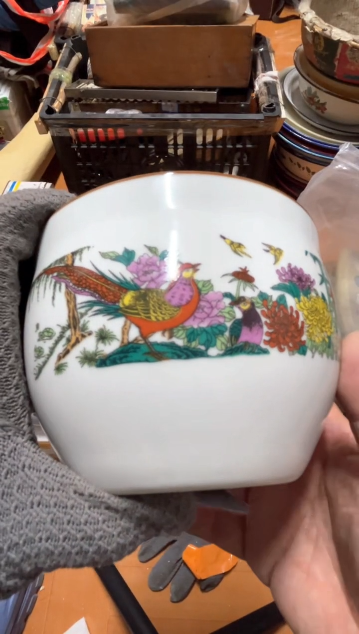 手工艺品琉璃劈***凰摆件