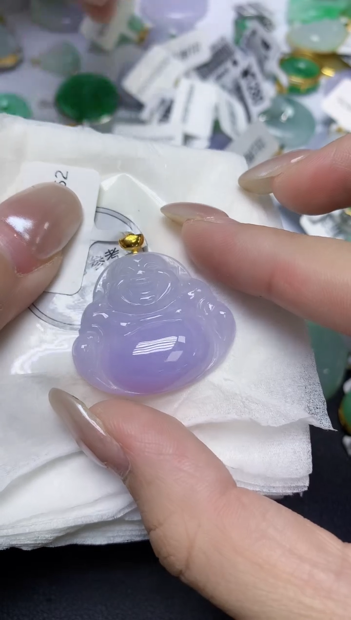 颈饰18K金镶嵌翡翠天然缅甸翡翠A货百元以上9元证书费自理