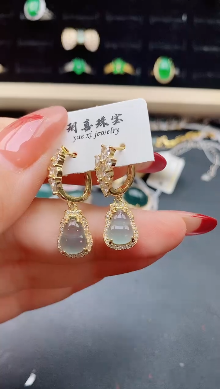 【闪购商品】翡翠耳饰银S925镶嵌321312