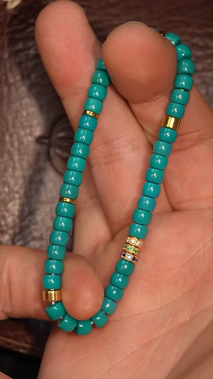 未镶嵌绿松石套链冲赛康胡子哥，DIY一181