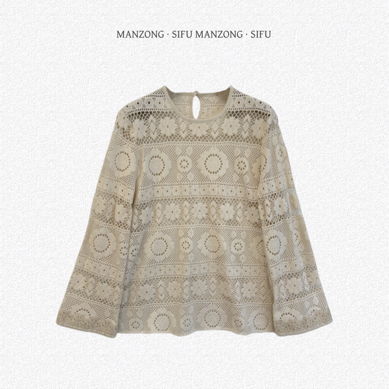 MANZONG·SIFU「太阳花」太阳花针织蕾丝镂空上衣