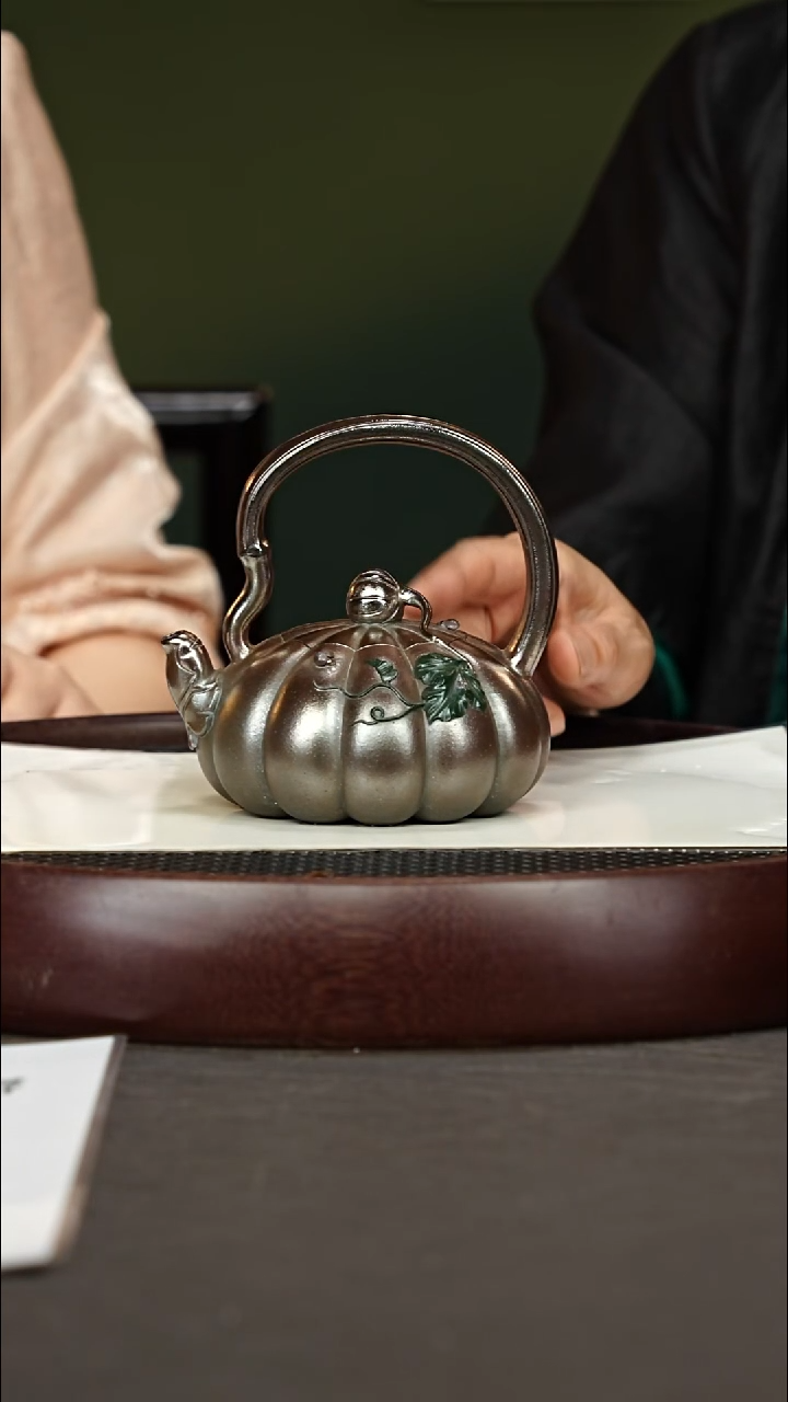 紫砂茶壶68 杨JY 南瓜提梁 琉璃金砂250cc