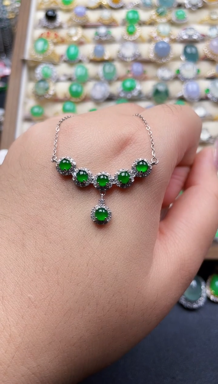 颈饰银S925镶嵌翡翠197