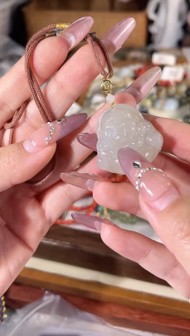 项链银S925镶嵌和田玉多样性发其一孤品默认微瑕