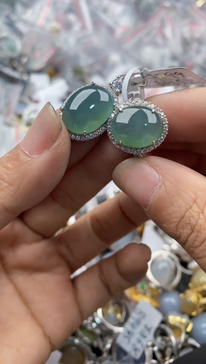 银S925镶嵌戒指翡翠1010---4