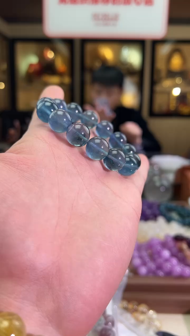 未镶嵌手链萤石14mm+鬼绿萤石（多样性发一）