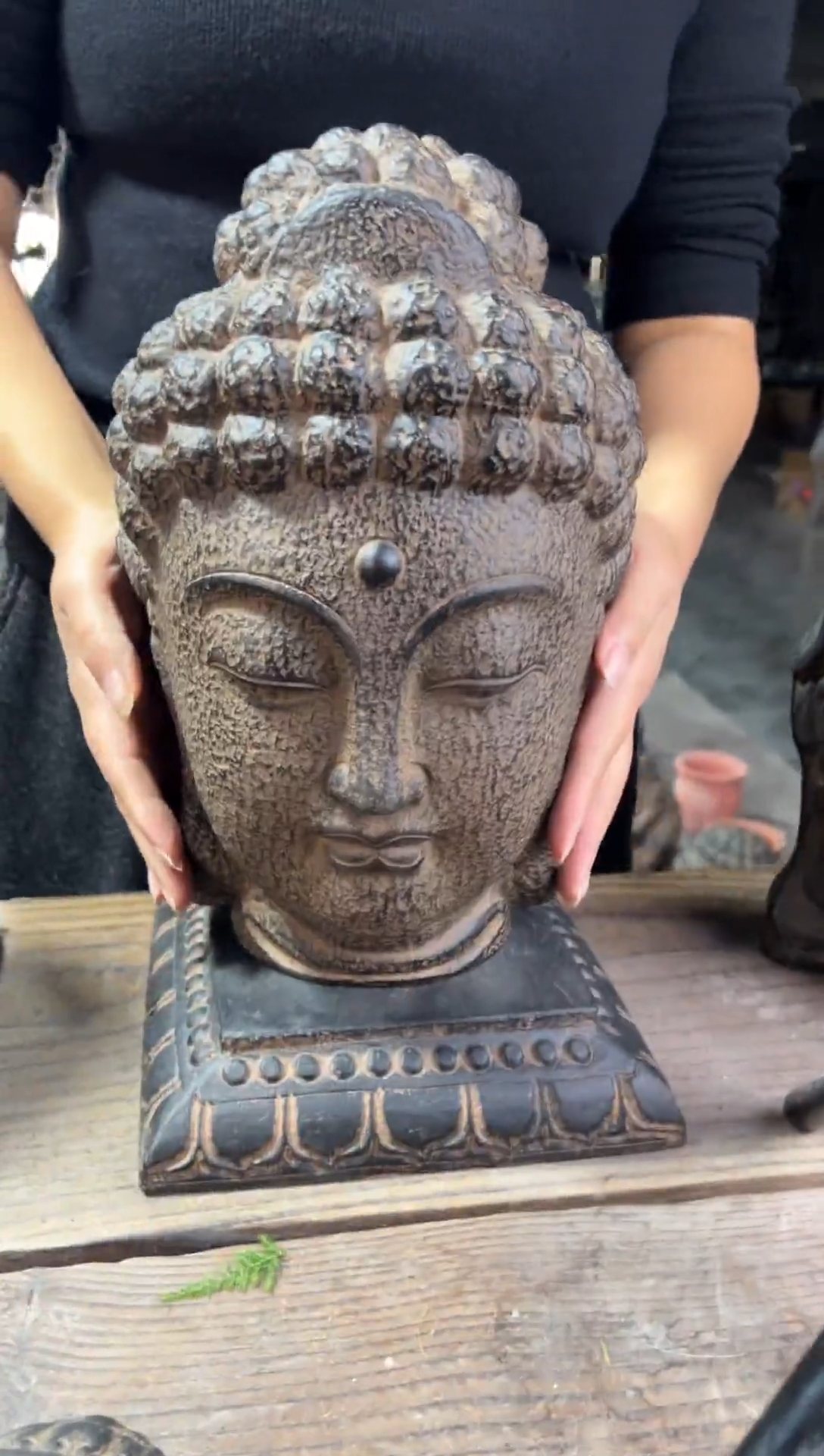 陶土大佛头+莲花底座