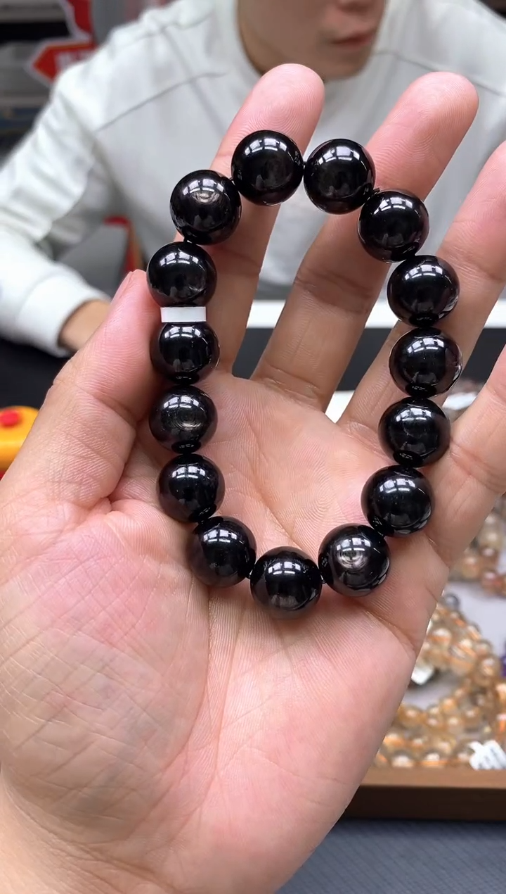 未镶嵌辉石手串12金运石14mm