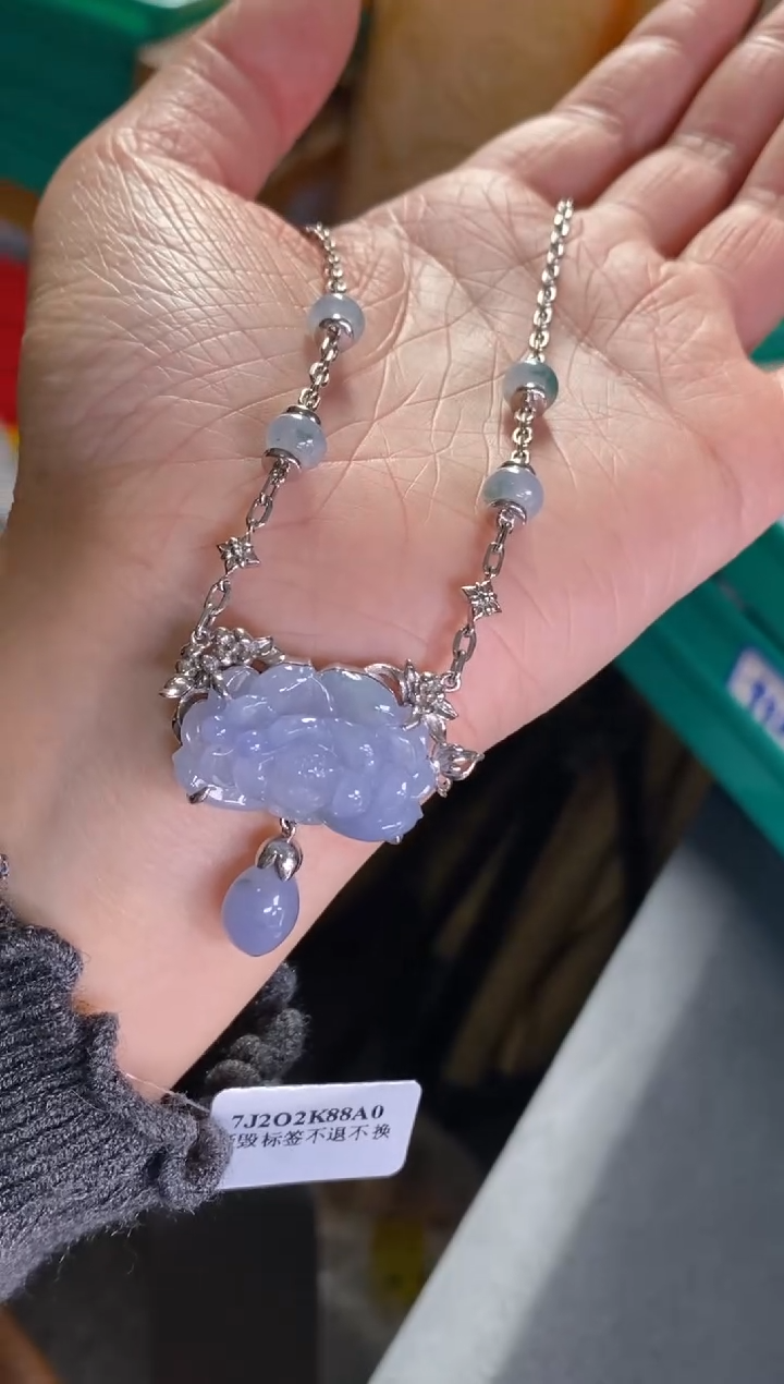 颈饰银S925镶嵌翡翠19351