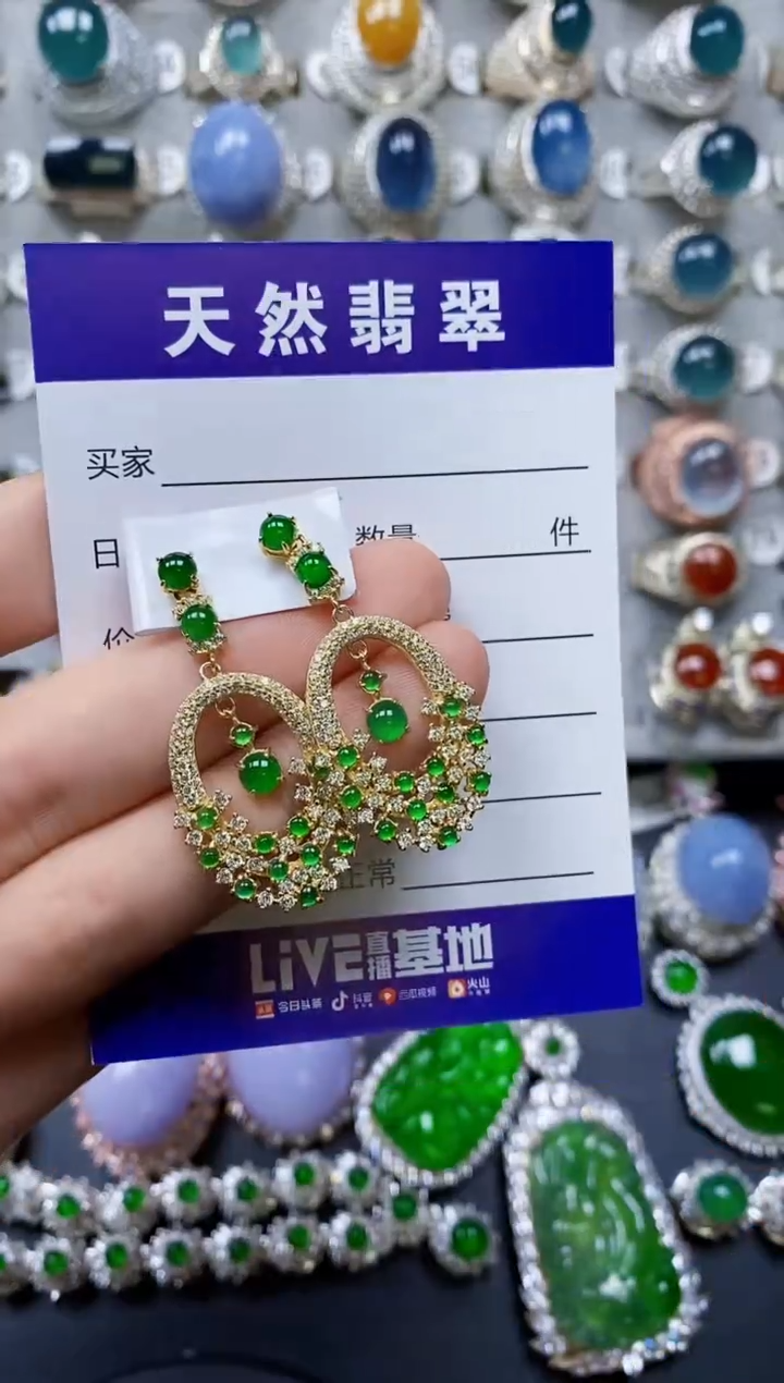 【闪购商品】翡翠耳饰银S925镶嵌0496