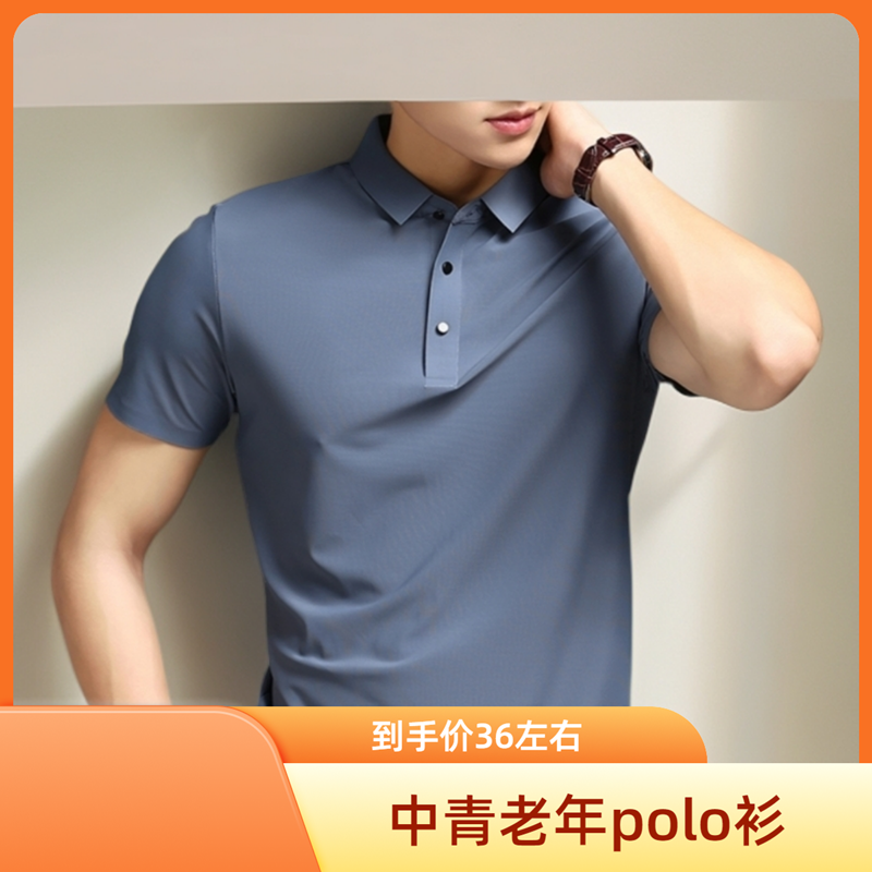 t恤半袖爸爸男装男款短袖商务短袖Polo翻领商务polo爸爸夏季短袖