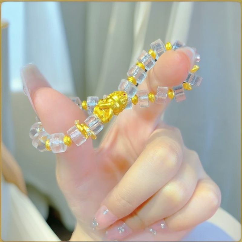 铜合金手链 新中式老琉璃三不佛转运珠手链禅意不听不看不说