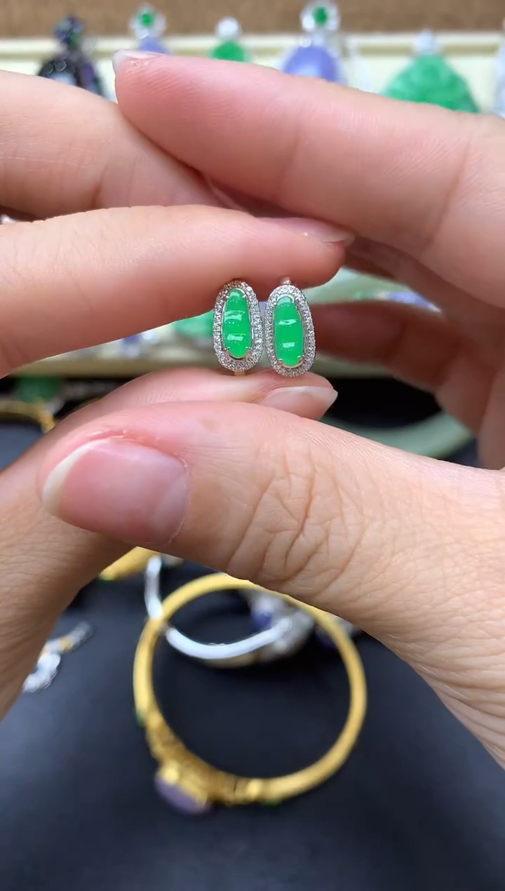 【闪购商品】翡翠耳饰18K金镶嵌335-中国好珍宝