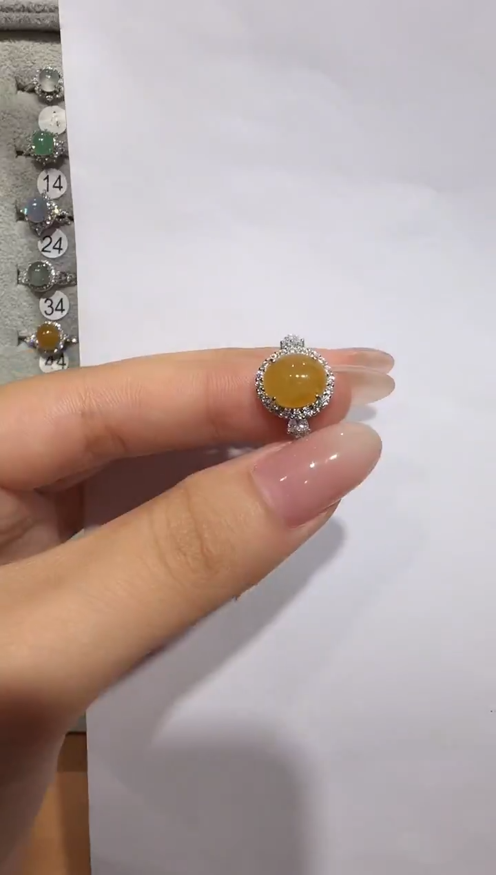 银S925镶嵌戒指翡翠925银镶翡翠戒指镶嵌56