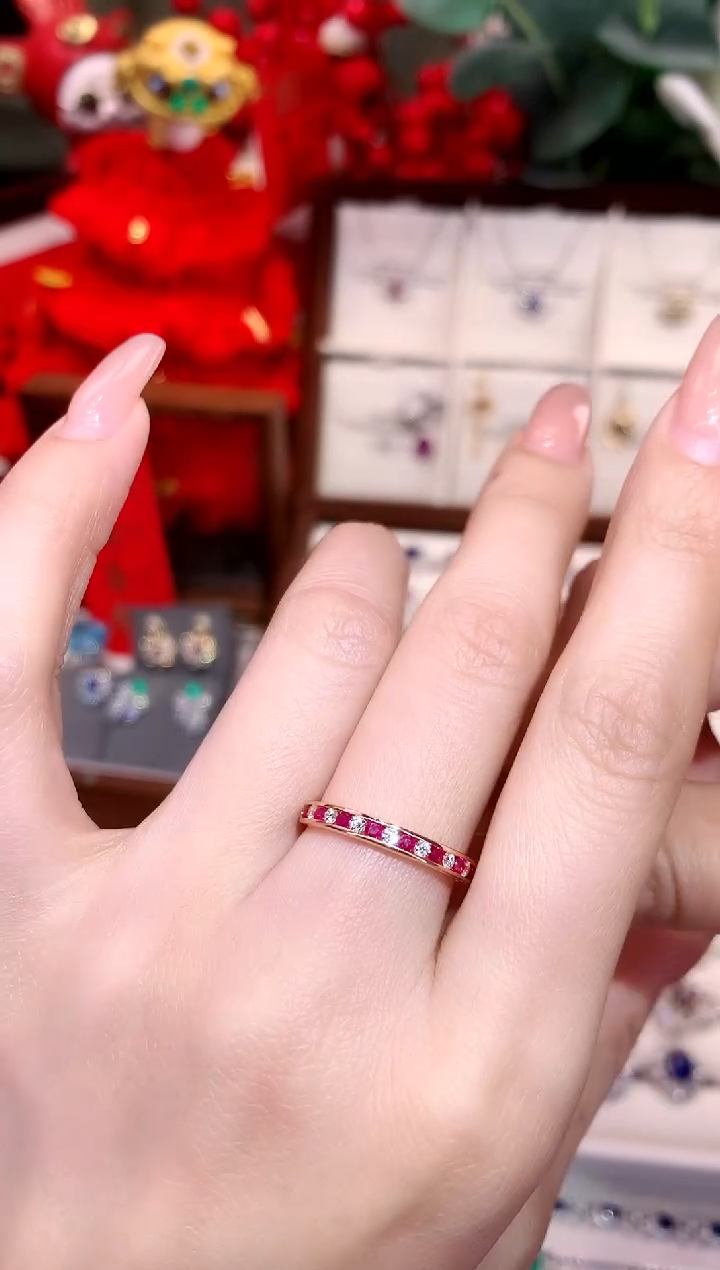 【闪购商品】红宝石戒指18K金镶嵌0.15ct/天然宝石/七天无理由