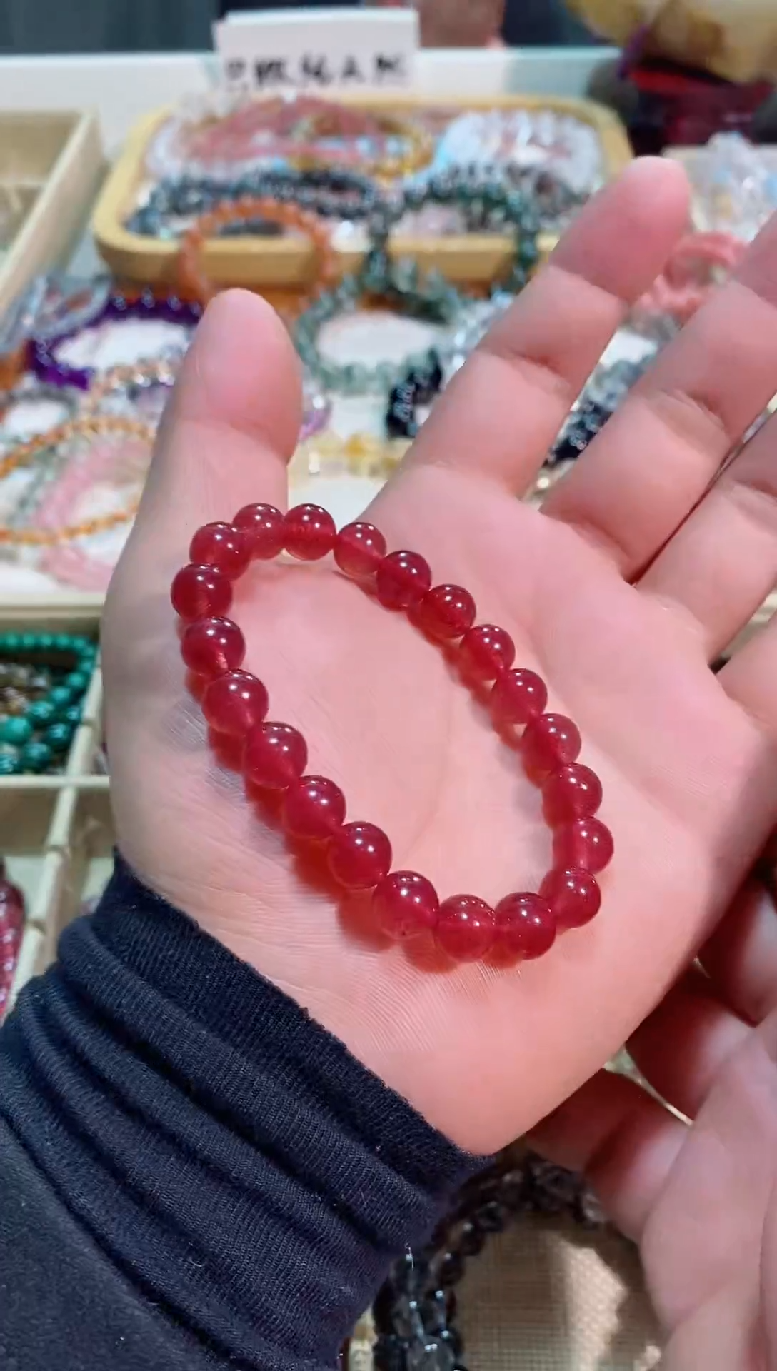 【闪购商品】水晶手链未镶嵌鸽血红草莓晶8m+  (多样性发其一）