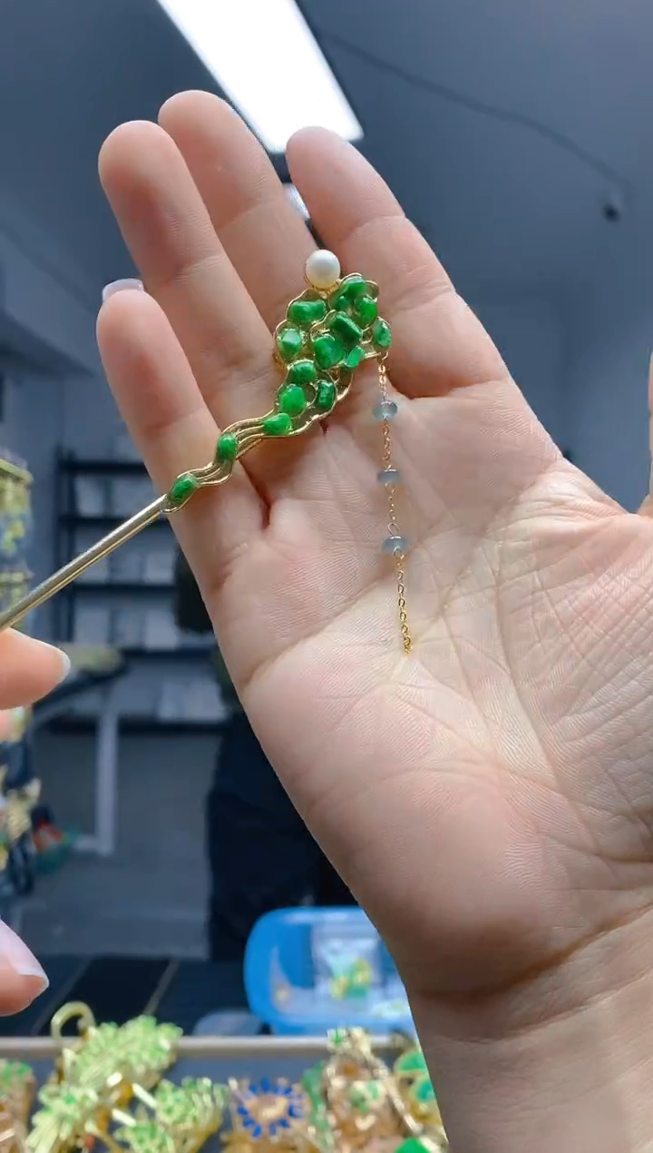 【闪购商品】翡翠耳饰合金179翡翠发簪