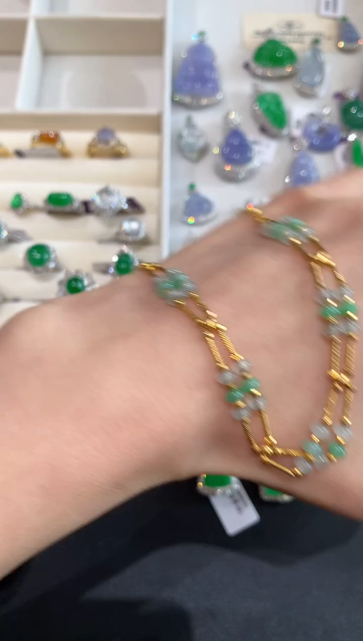 【闪购商品】翡翠手链18K金镶嵌1235  