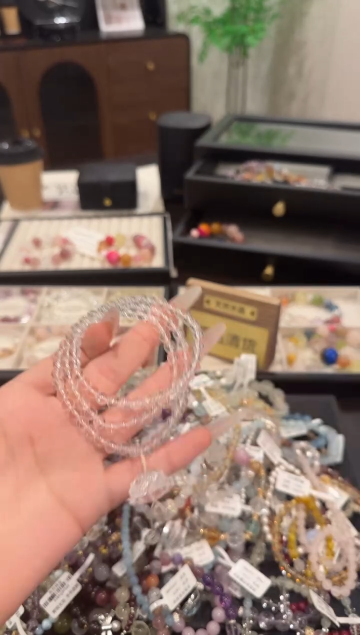 水晶手链合金白水晶三圈x1549