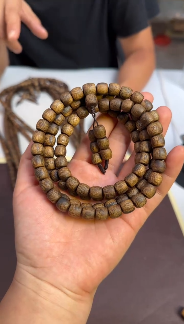 手串沉香99沉海南霸王岭奇楠沉香留疤直纹鼓珠8mm108颗多样性发1