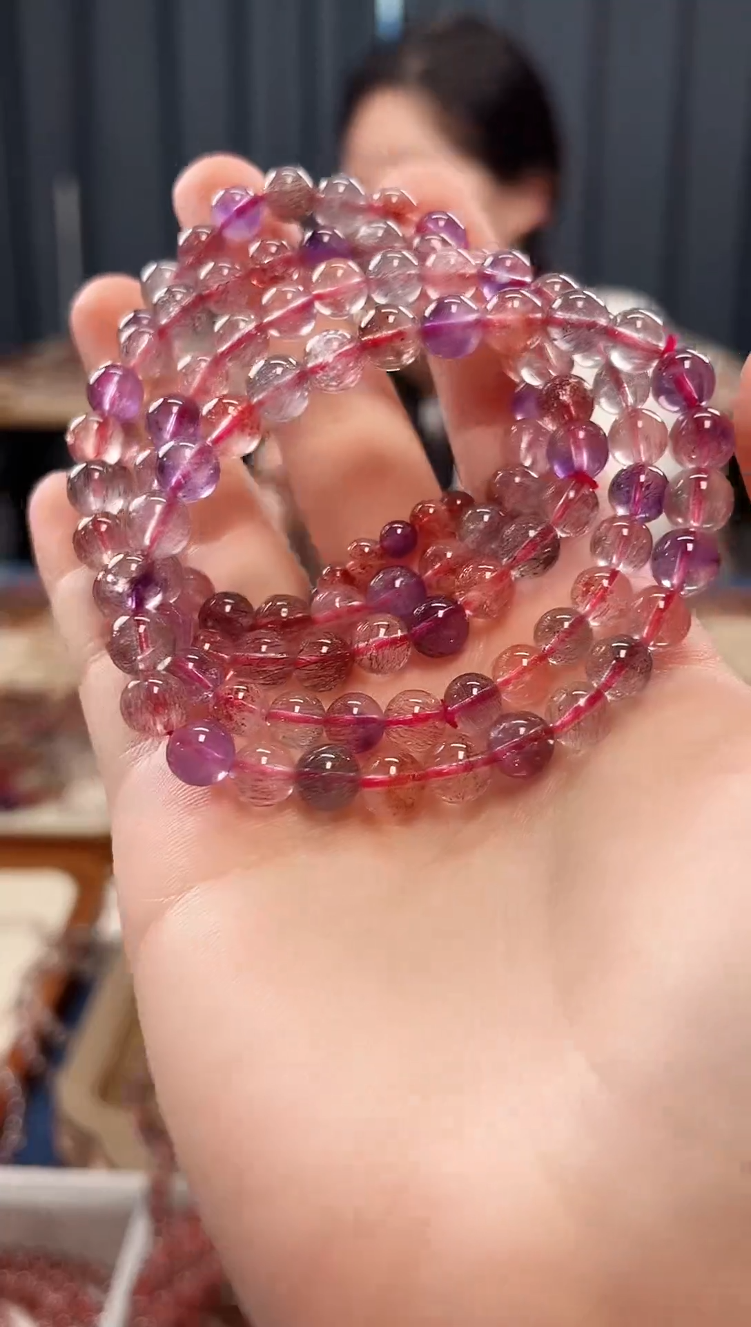 未镶嵌手串水晶彩超七单圈手串7mm【多样性发一】