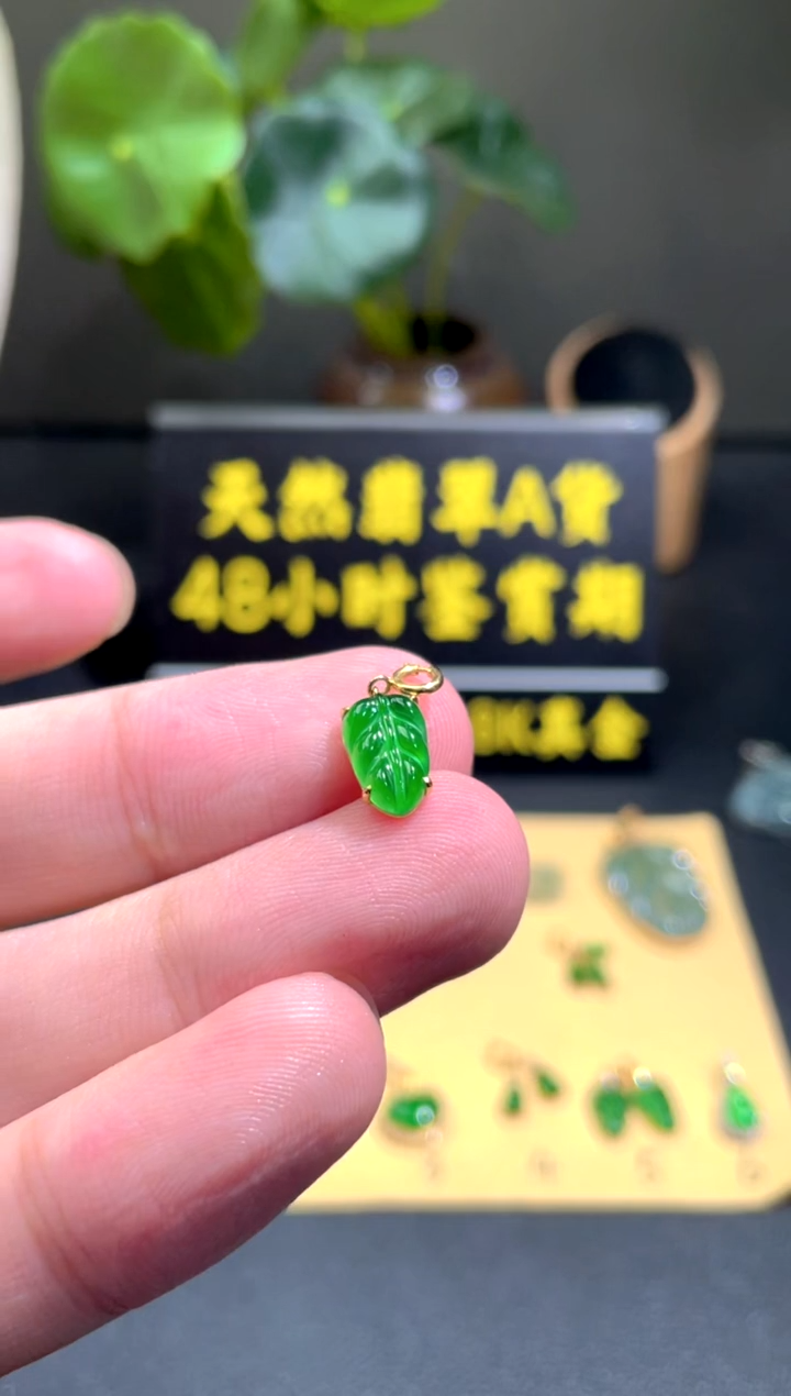 颈饰18K金镶嵌翡翠翡翠A货