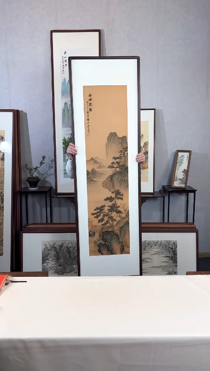 【闪购商品】国画手绘*松峰揽胜*52*172cm实木框