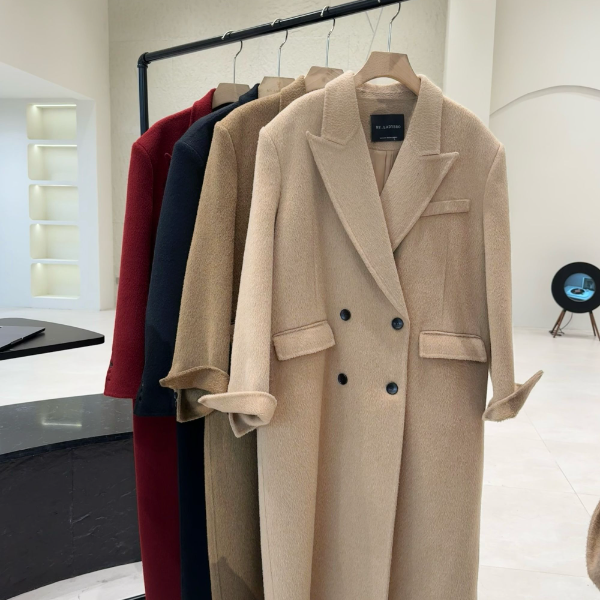 {纯黑}2025全新纯手工缝制100绵羊毛双面呢大衣冬季新款外套