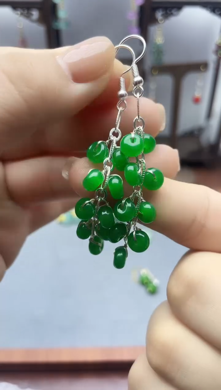 银S925镶嵌翡翠耳饰816000