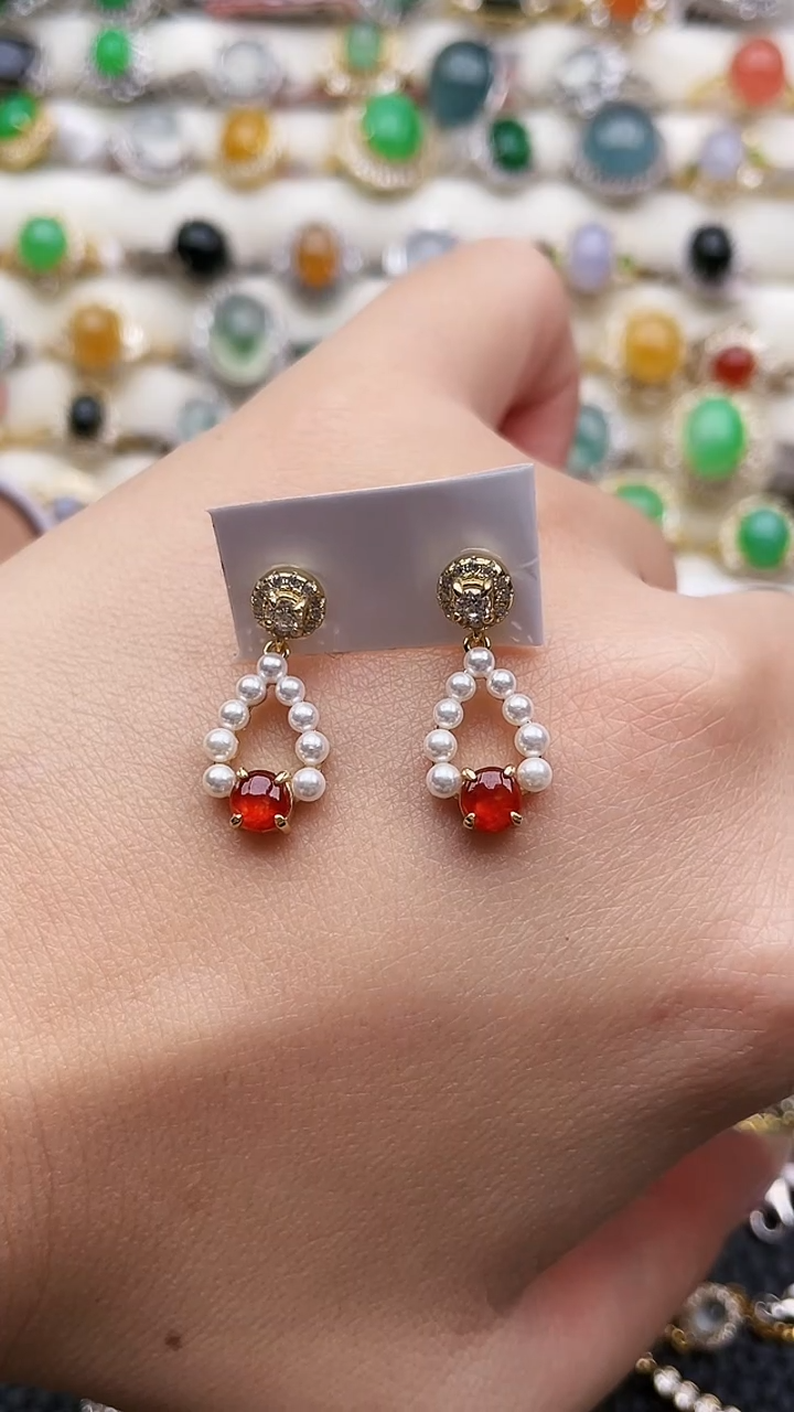 银S925镶嵌翡翠耳饰181