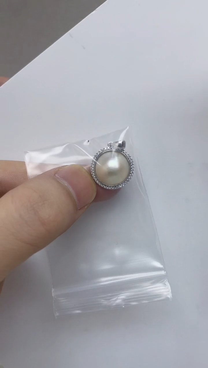 银S925镶嵌颈饰拼合珍珠（马贝珠）  